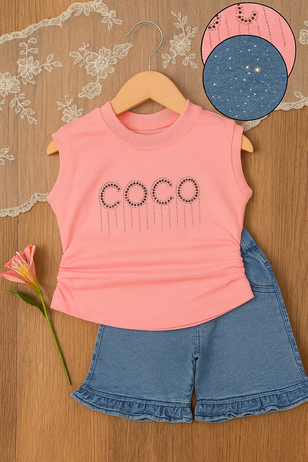 2 piece danim nikar with fancy shirt