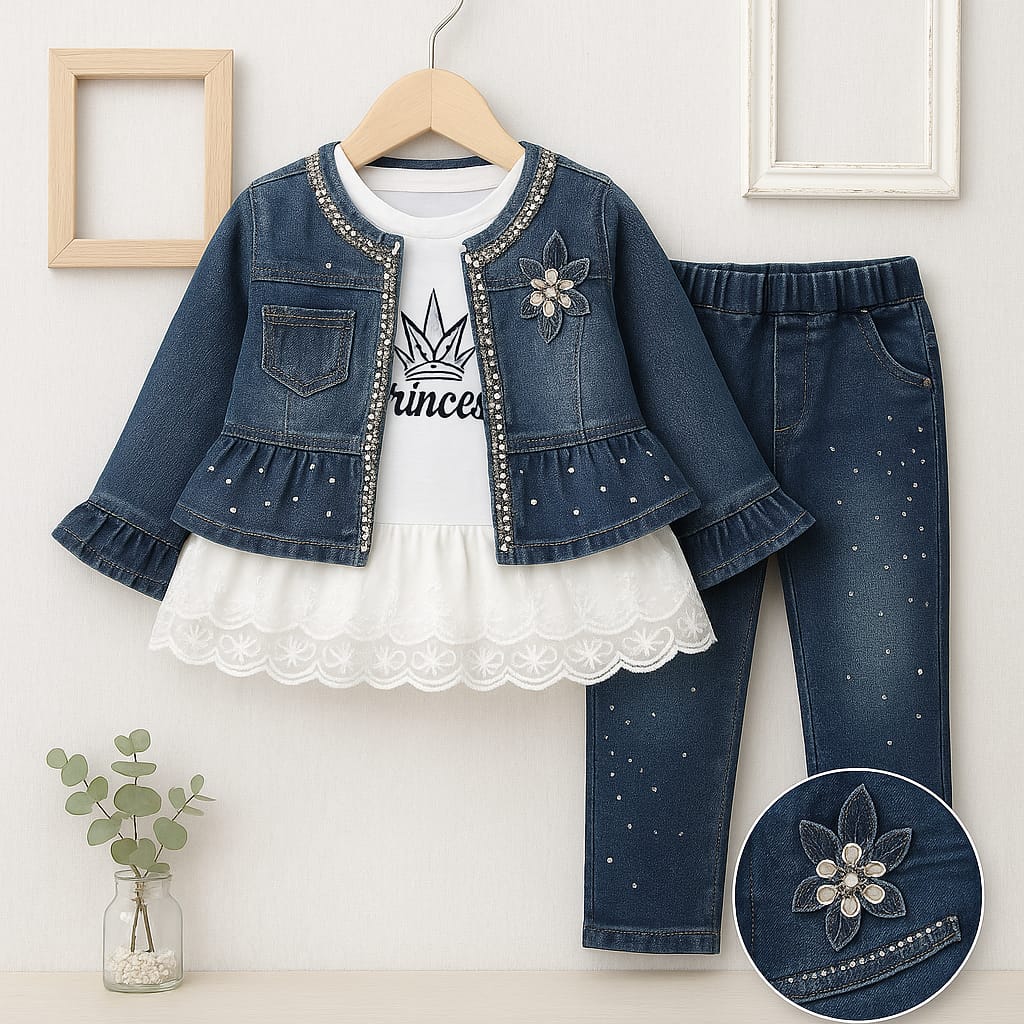 3-PIECE DANIM COTY IN FROCK STYLE