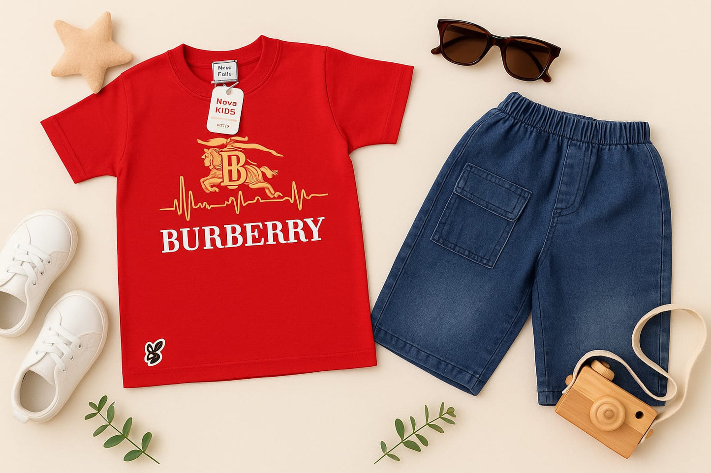 2-piece shirt with danim shorts