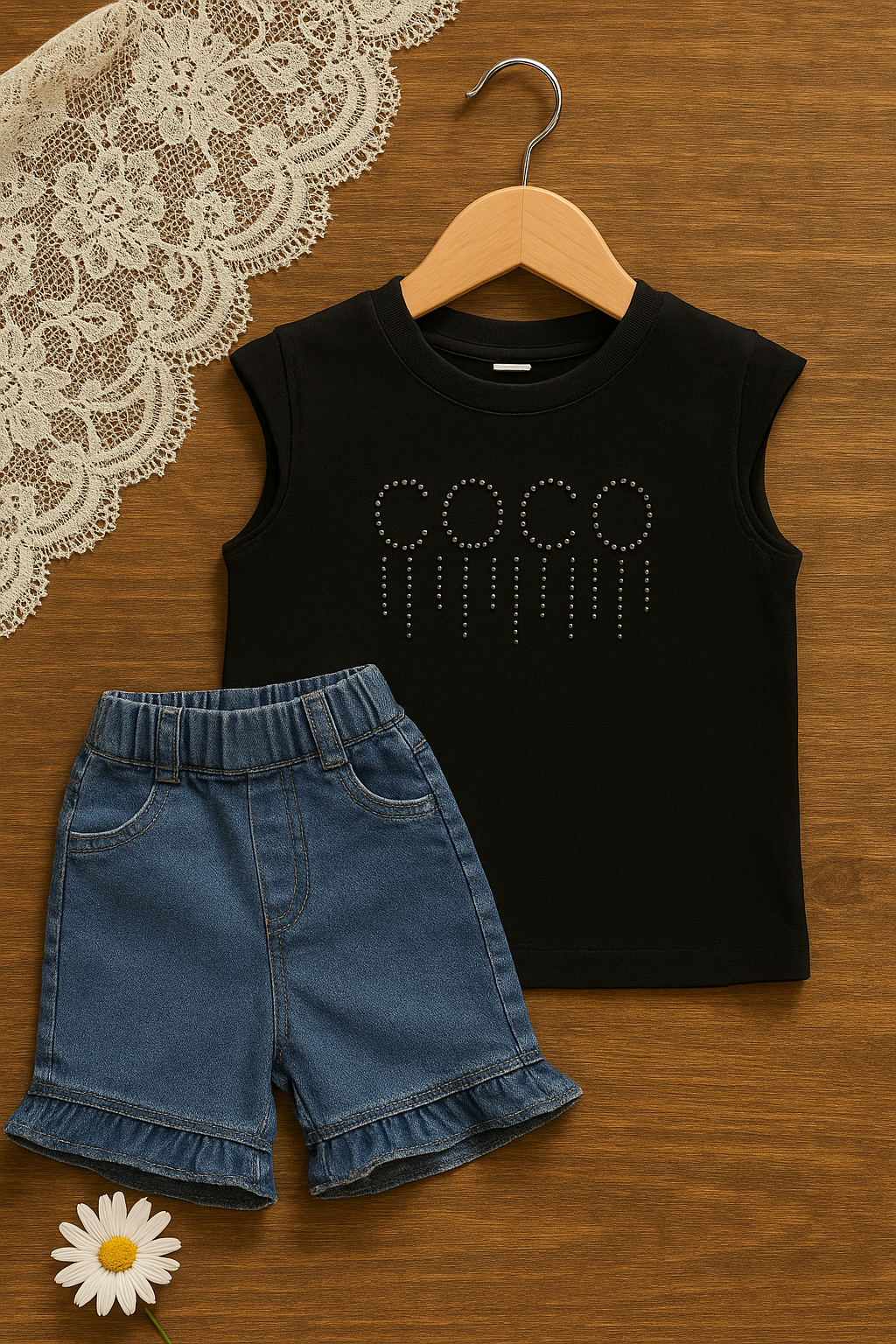 2 piece danim nikar with fancy shirt