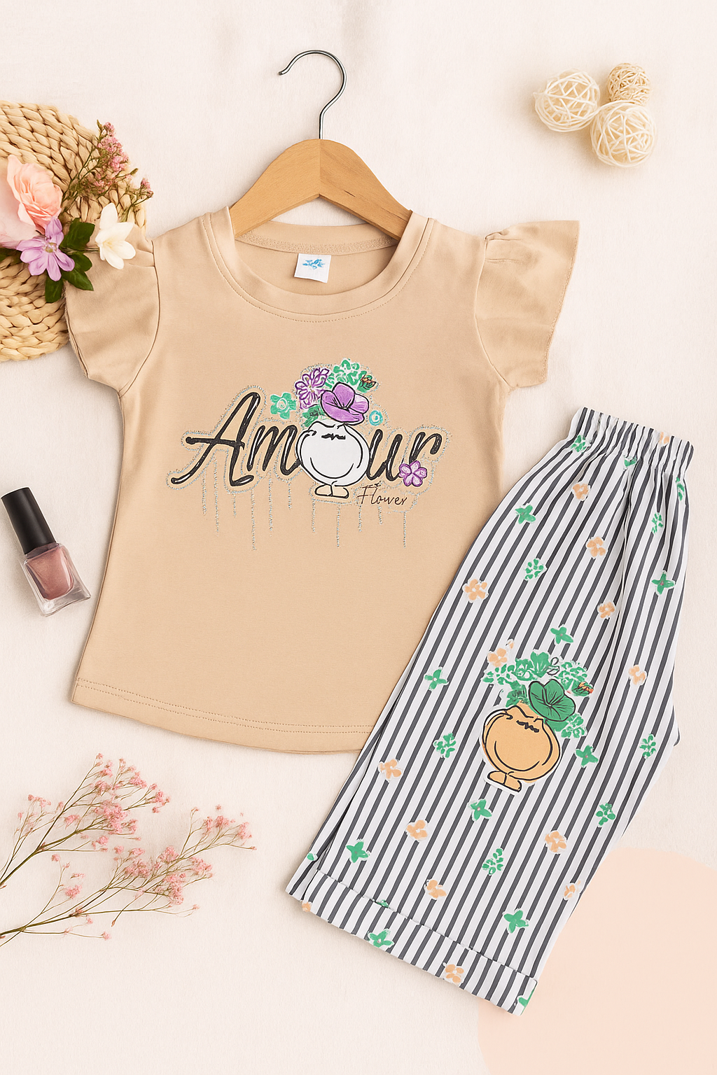 2-piece printed nikar shirt